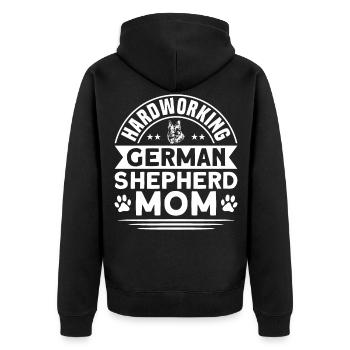 Schäferhund Mama Deutscher Schäferhund - Unisex Premium Bio Zip Hoodie - Schwarz - Hinten - Nico (187cm)