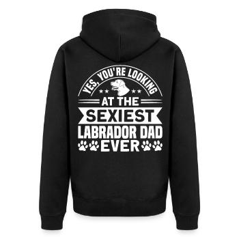 Labrador Labrador Father Labrador Lover - Unisex Premium Organic Zip Hoodie - black - Back - Nico (187cm)
