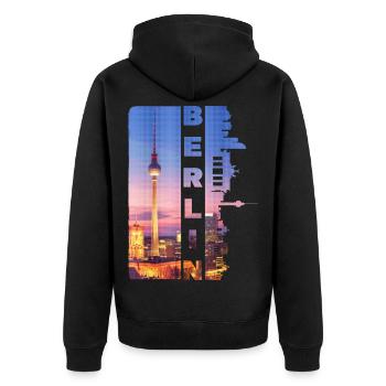 Berlin Germany City Skyline Home Love - Unisex Premium Organic Zip Hoodie - black - Back - Nico (187cm)