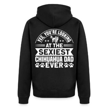 Chihuahua Chihuahua Papa Chihuahua Lover - Unisex Premium Organic Zip Hoodie - black - Back - Nico (187cm)