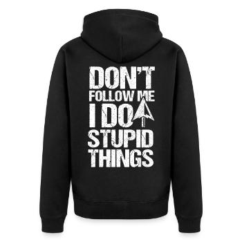 Pfeilspitze Sammler Bogenschießen Artefakt - Unisex Premium Bio Zip Hoodie - Schwarz - Hinten - Nico (187cm)
