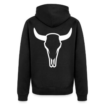 Cow Bull Skull - Unisex Premium Organic Zip Hoodie - black - Back - Nico (187cm)