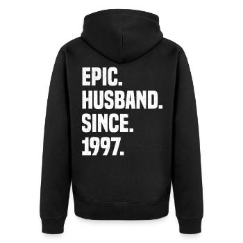 25 years married couple wedding anniversary gift - Unisex Premium Organic Zip Hoodie - black - Back - Nico (187cm)