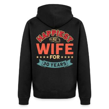 Retro Couple Wedding Anniversary 30Th anniversary gift - Unisex Premium Organic Zip Hoodie - black - Back - Nico (187cm)