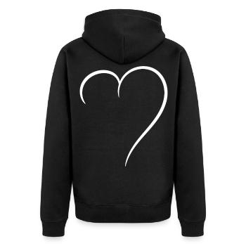 Half Heart White Love - Unisex Premium Organic Zip Hoodie - black - Back - Nico (187cm)