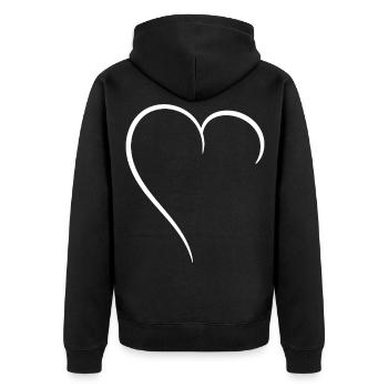 Half Heart White Love - Unisex Premium Organic Zip Hoodie - black - Back - Nico (187cm)