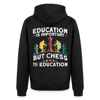 Schach Schachfigur Schachspieler - Unisex Premium Bio Zip Hoodie - Schwarz - Hinten - Nico (187cm)