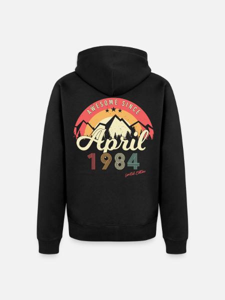 Né avril 1984 Millésime - Veste à capuche bio Premium Unisexe - noir