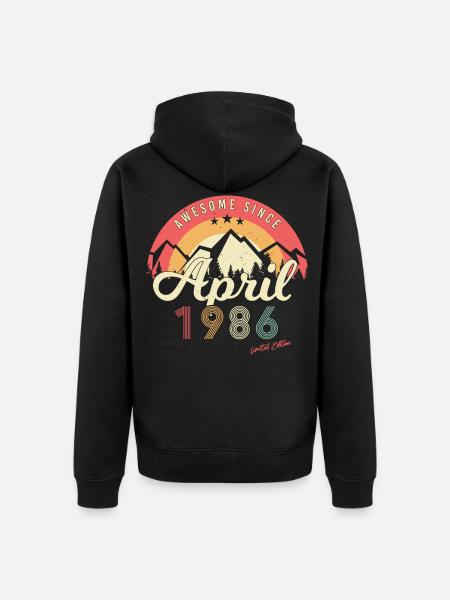 Geboren April 1986 - Unisex Premium Bio Zip Hoodie - Schwarz