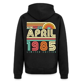 Month of birth Retro April 1985 - Unisex Premium Organic Zip Hoodie - black - Back - Nico (187cm)