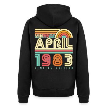 Mois de naissance Avril 1983 - Veste à capuche bio Premium Unisexe - noir - Dos - Nico (187cm)