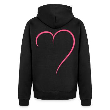 Half Heart Pink Love - Unisex Premium Organic Zip Hoodie - black - Back - Nico (187cm)