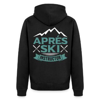 Aprés-Ski-Lehrer - Unisex Premium Bio Zip Hoodie - Schwarz - Hinten - Nico (187cm)