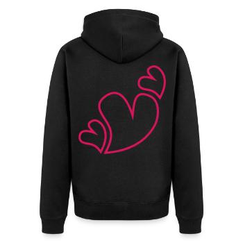 Trois cœurs rouges - Veste à capuche bio Premium Unisexe - noir - Dos - Nico (187cm)