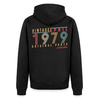 April 1979 Limitiert - Unisex Premium Bio Zip Hoodie - Schwarz - Hinten - Nico (187cm)