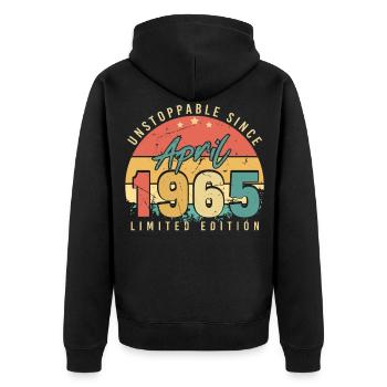 April 1965 unstoppable - Unisex Premium Organic Zip Hoodie - black - Back - Nico (187cm)