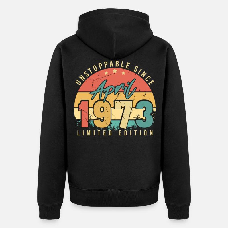 Millésime d’avril 1973 - Veste à capuche bio Premium Unisexe - noir