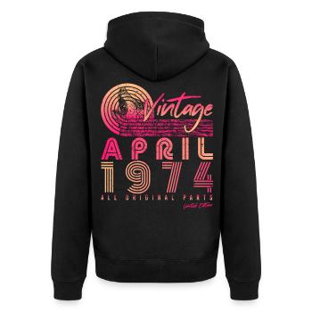 1974 April Limited - Unisex Premium Organic Zip Hoodie - black - Back - Nico (187cm)