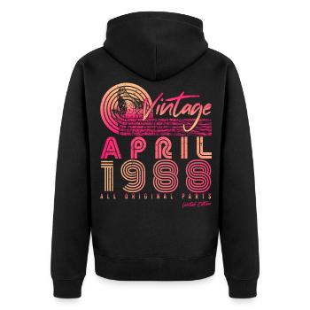 Born April 1988 - Unisex Premium Organic Zip Hoodie - black - Back - Nico (187cm)
