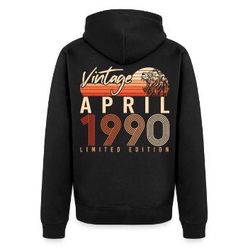 Date de naissance 1990 Avril - Veste à capuche bio Premium Unisexe - noir - Dos - Nico (187cm)
