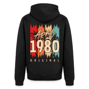 Salutations d’anniversaire avril 1980 - Veste à capuche bio Premium Unisexe - noir - Dos - Nico (187cm)