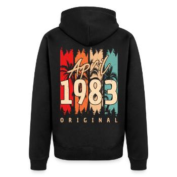 Salutations d’anniversaire avril 1983 - Veste à capuche bio Premium Unisexe - noir - Dos - Nico (187cm)