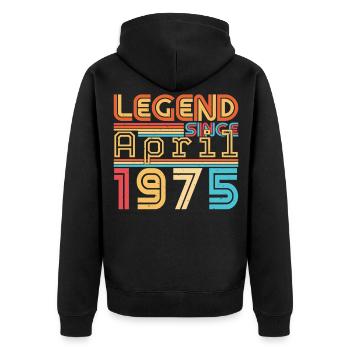 1975 April Retro - Unisex Premium Bio Zip Hoodie - Schwarz - Hinten - Nico (187cm)