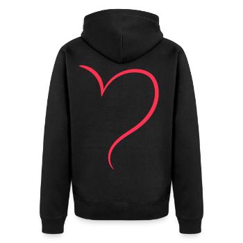 Amour à moitié cœur rouge - Veste à capuche bio Premium Unisexe - noir - Dos - Nico (187cm)