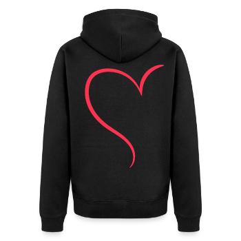 Amour à moitié cœur rouge - Veste à capuche bio Premium Unisexe - noir - Dos - Nico (187cm)