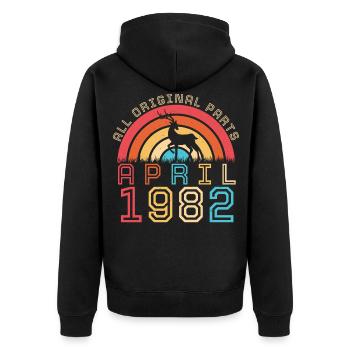 1982 April 40th birthday - Unisex Premium Organic Zip Hoodie - black - Back - Nico (187cm)