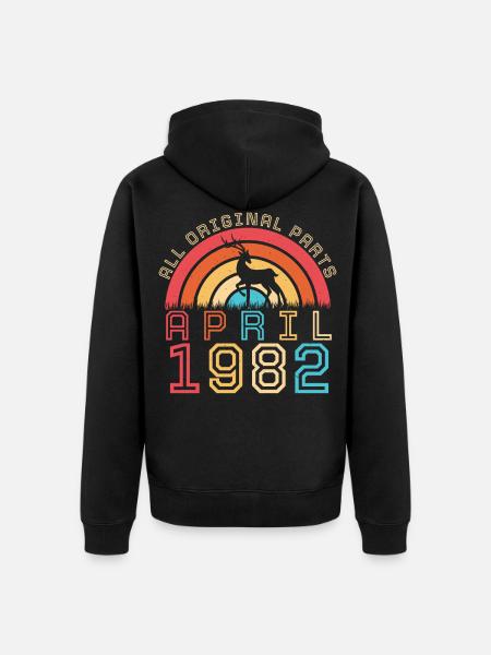 1982 April 40th birthday - Unisex Premium Organic Zip Hoodie - black