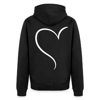 Weisses Halbes Herz Liebe - Unisex Premium Bio Zip Hoodie - Schwarz - Hinten - Nico (187cm)