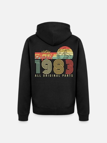 Geboren April 1983 - Unisex Premium Bio Zip Hoodie - Schwarz
