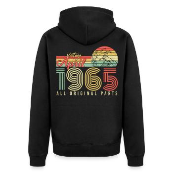 1965 April Vintage - Unisex Premium Organic Zip Hoodie - black - Back - Nico (187cm)