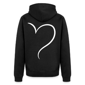 White Half Heart Love - Unisex Premium Organic Zip Hoodie - black - Back - Nico (187cm)