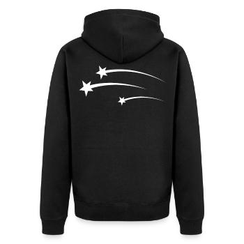 Shooting Stars White - Unisex Premium Organic Zip Hoodie - black - Back - Nico (187cm)