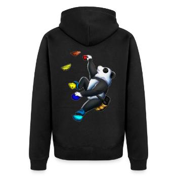 Süßer Panda Bär Klettern Klettersport Wandklettern - Unisex Premium Bio Zip Hoodie - Schwarz - Hinten - Nico (187cm)