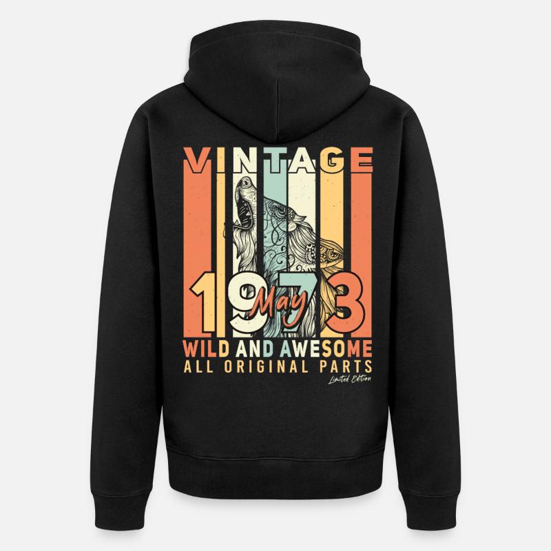 Salutations d’anniversaire mai 1973 - Veste à capuche bio Premium Unisexe - noir