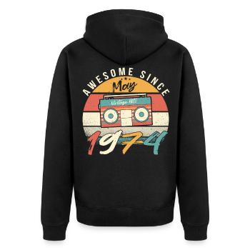 Mai 1974 Rétro - Veste à capuche bio Premium Unisexe - noir - Dos - Nico (187cm)