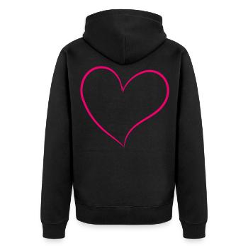 Pinkes Herz - Unisex Premium Bio Zip Hoodie - Schwarz - Hinten - Nico (187cm)