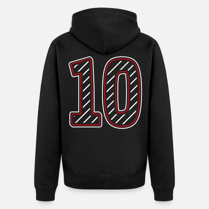 Numéro 10 Rayé - Veste à capuche bio Premium Unisexe - noir