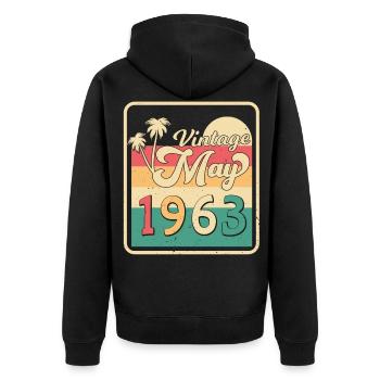 Millésime de mai 1963 - Veste à capuche bio Premium Unisexe - noir - Dos - Nico (187cm)