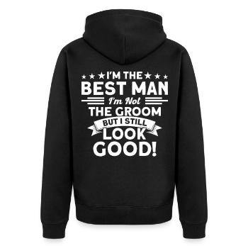 Trauzeugen Team Trauzeuge Heirat - Unisex Premium Bio Zip Hoodie - Schwarz - Hinten - Nico (187cm)