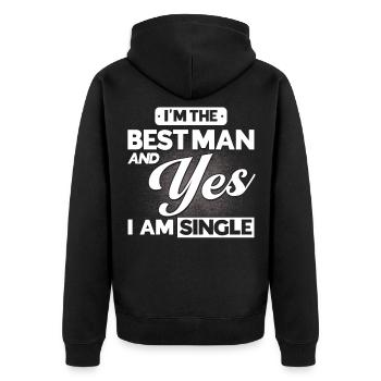 Best man wedding marriage - Unisex Premium Organic Zip Hoodie - black - Back - Nico (187cm)
