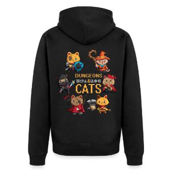 RPG Fans Dungeons and Cats ROLE-playing Cat - Unisex Premium Organic Zip Hoodie - black - Back - Nico (187cm)