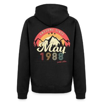 1988 May Birthday Greeting - Unisex Premium Organic Zip Hoodie - black - Back - Nico (187cm)