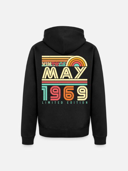 May 1969 Retro - Unisex Premium Organic Zip Hoodie - black