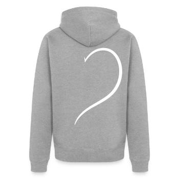 Halbes Weisses Herz - Unisex Premium Bio Zip Hoodie - Grau meliert - Hinten - Nico (187cm)