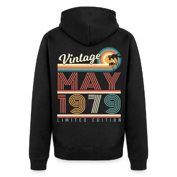 Mai 1979 Limité - Veste à capuche bio Premium Unisexe - noir - Dos - Nico (187cm)