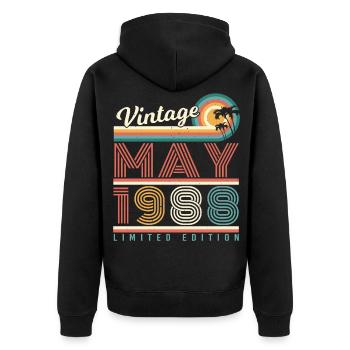 Birthday greeting May 1988 - Unisex Premium Organic Zip Hoodie - black - Back - Nico (187cm)